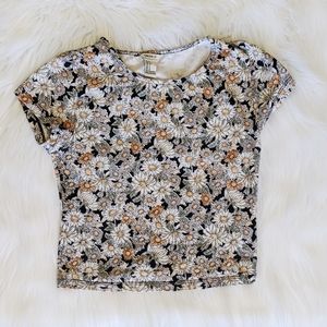 Sunflower Print Crop Top F 21